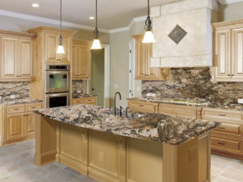 Maple wood cabinets on this granite kitchen