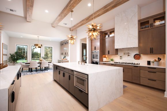 High End Penthouse Kitchen Waterfall Countertop Installation