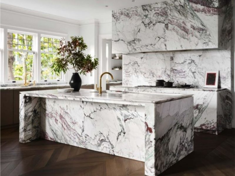 breccia capraia marble honed kitchen
